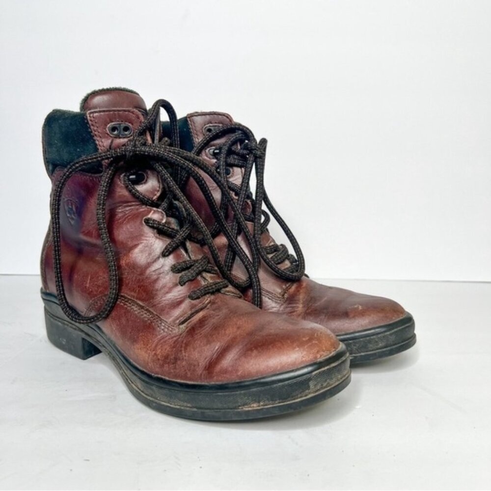 Ariat ATS Equipped Advanced Torque Boots Brown Leather Lace Up Size 8.5 Women’s